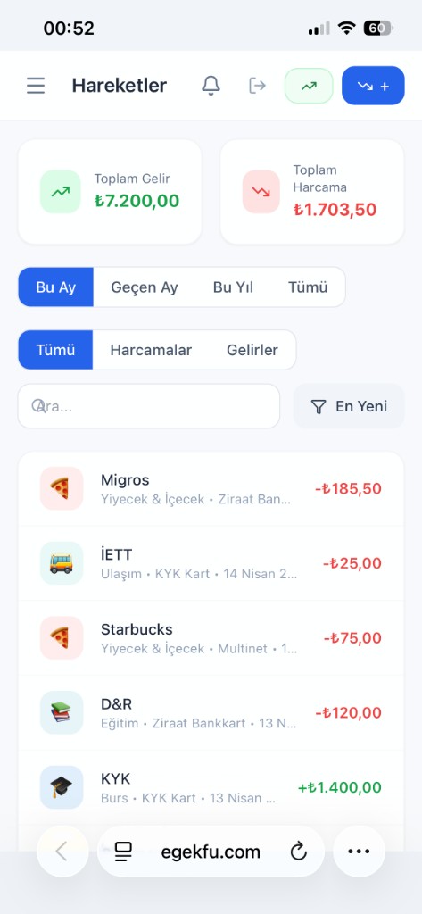 KFU hareketler ekranı