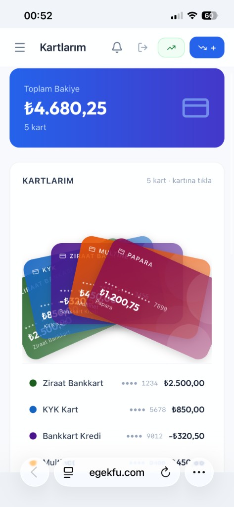 KFU kartlarım ekranı